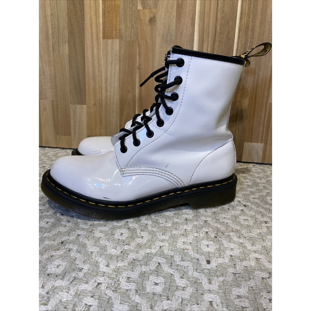 Doc Martin combat boots women's 9 white patent leather